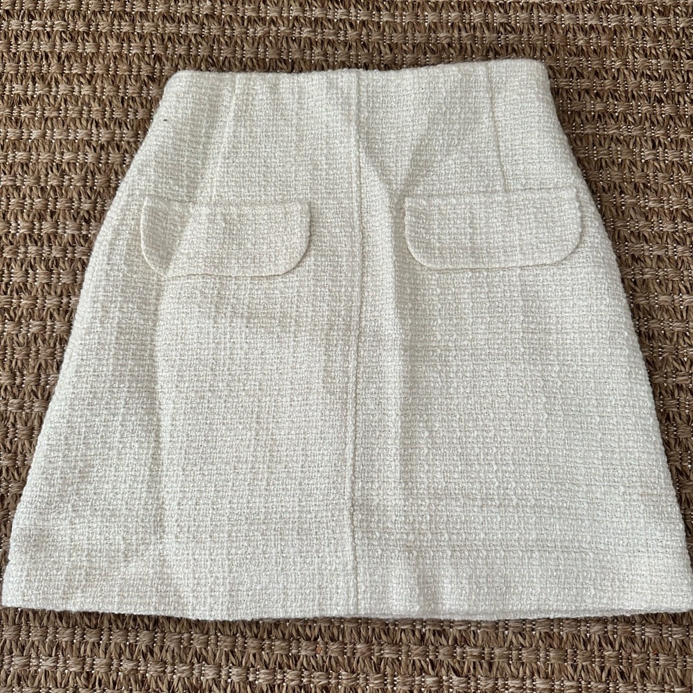 Zara Cream Textured Mini Skirt